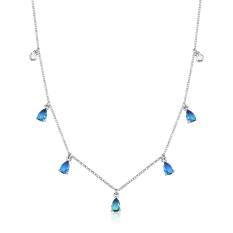 Colar Feminino de Prata 925 Gotas com Zircônia Produto Colar Feminino de Prata 925 Gotas com Zircônia