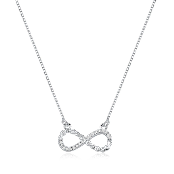 Produto Colar Feminino de Prata 925 Infinito com Zircônias