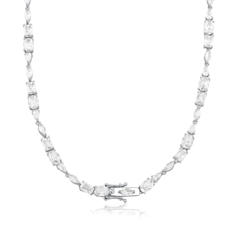 Produto Colar Feminino de Prata 925 Mix de Lapidações com Zircônias