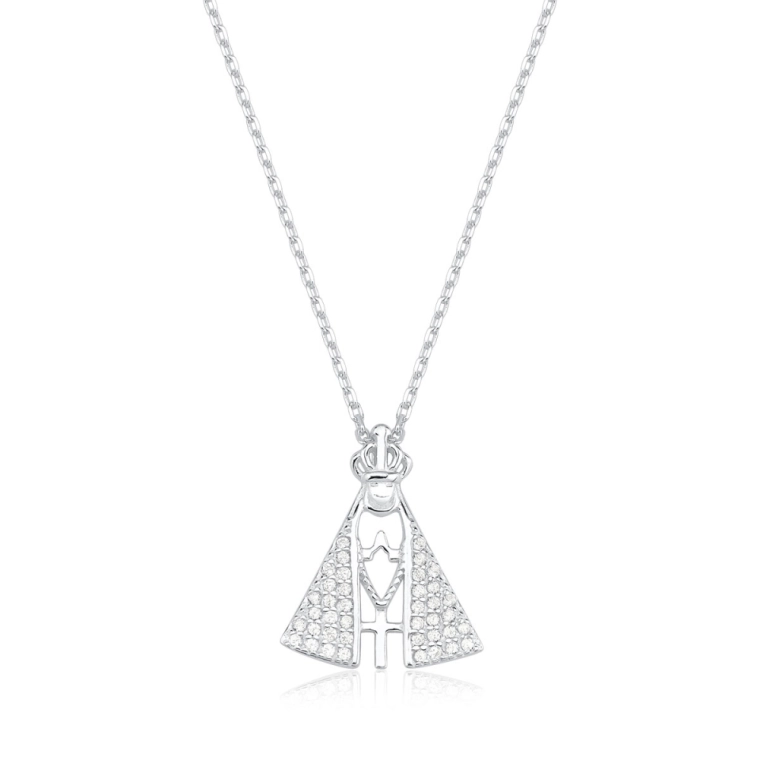 Colar Feminino de Prata 925 Nossa Senhora Aparecida Vazada Produto Colar Feminino de Prata 925 Nossa Senhora Aparecida Vazada