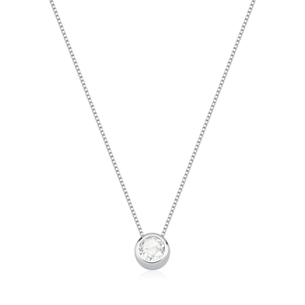 Produto Colar Feminino de Prata 925 Ponto de Luz Redondo Cravejado com 45cm