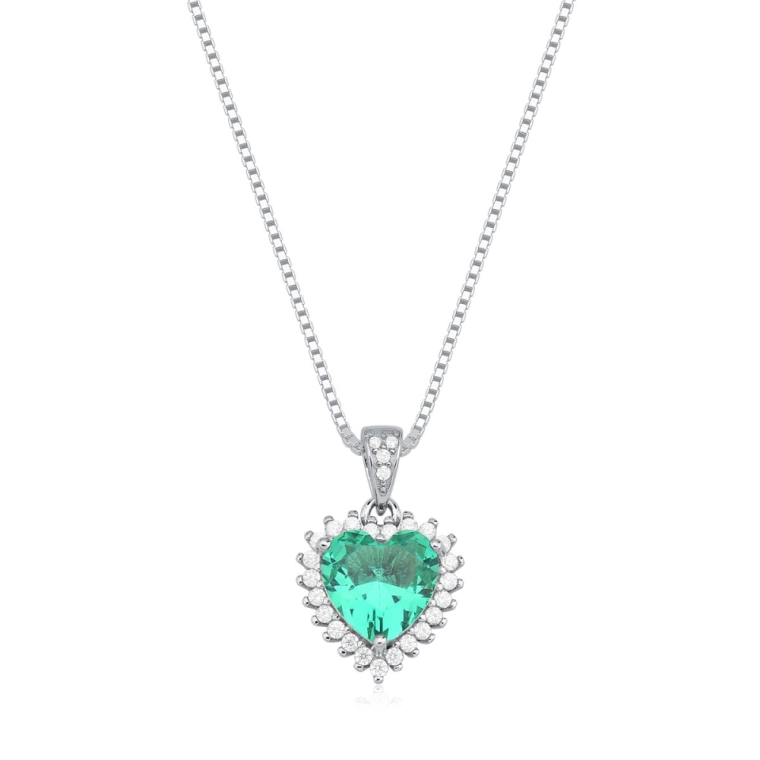 Colar Feminino de Prata 925 Veneziana com Coração Cravejado Produto Colar Feminino de Prata 925 Veneziana com Coração Cravejado
