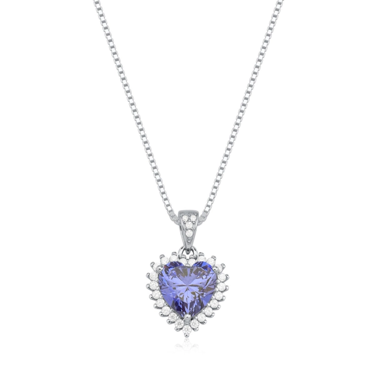 Colar Feminino de Prata 925 Veneziana com Coração Cravejado Produto Colar Feminino de Prata 925 Veneziana com Coração Cravejado