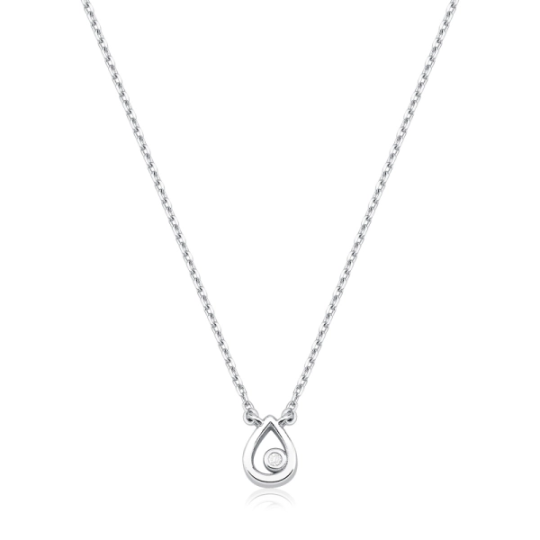 Produto Colar Gota com Diamante Delicado em Ouro Branco 18k