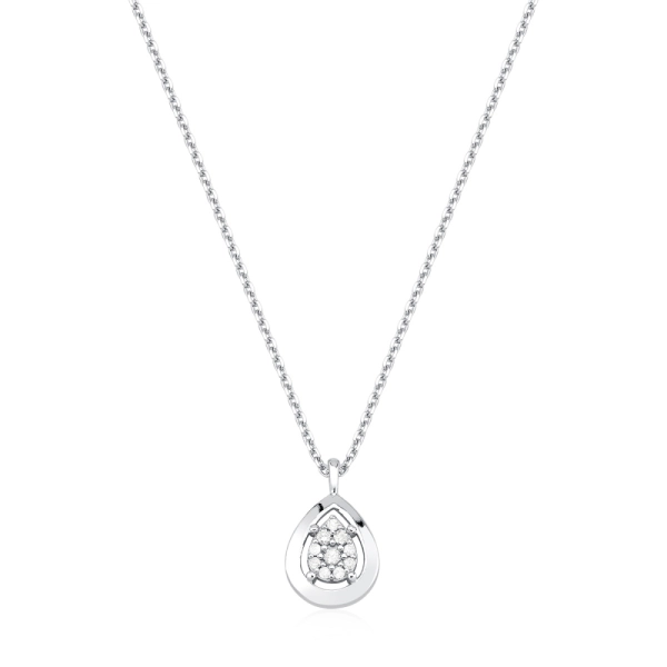 Produto Colar Gota com Diamantes em Ouro Branco 18k - 750
