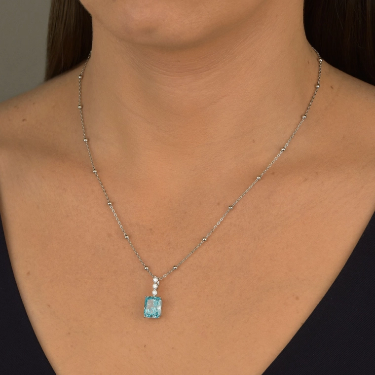 Produto Colar Moissanite de Prata 925 Bolinhas e Ponto de Luz