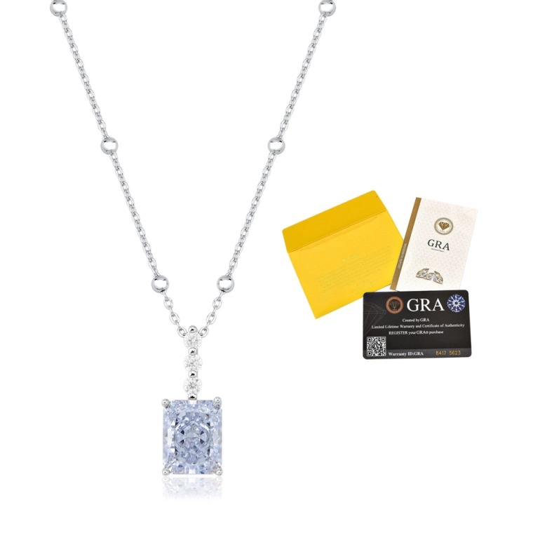 Produto Colar Moissanite de Prata 925 Bolinhas e Ponto de Luz