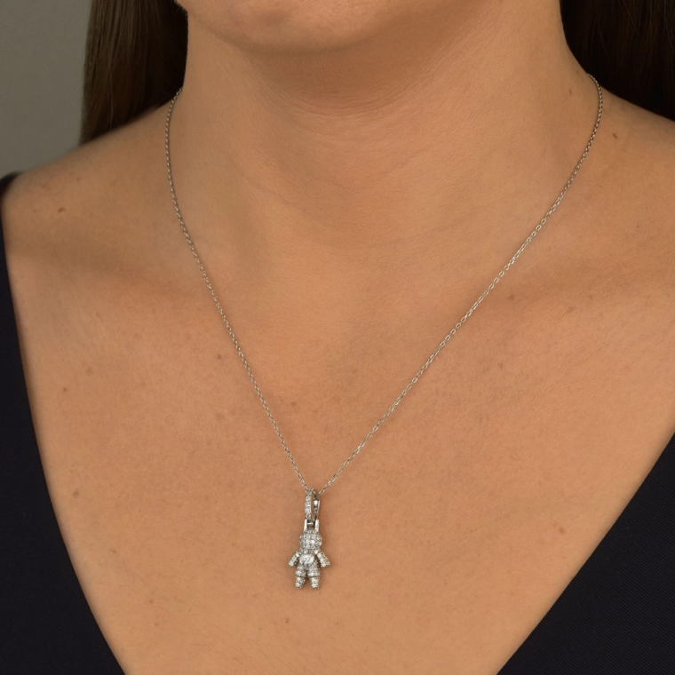 Colar Moissanite de Prata 925 Filhos Cravejados Produto Colar Moissanite de Prata 925 Filhos Cravejados