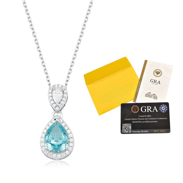 Colar Moissanite de Prata 925 Gota Cravejada e Ponto de Luz Produto Colar Moissanite de Prata 925 Gota Cravejada e Ponto de Luz