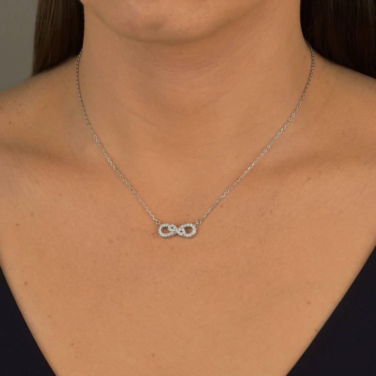 Produto Colar Moissanite de Prata 925 Infinito Cravejado