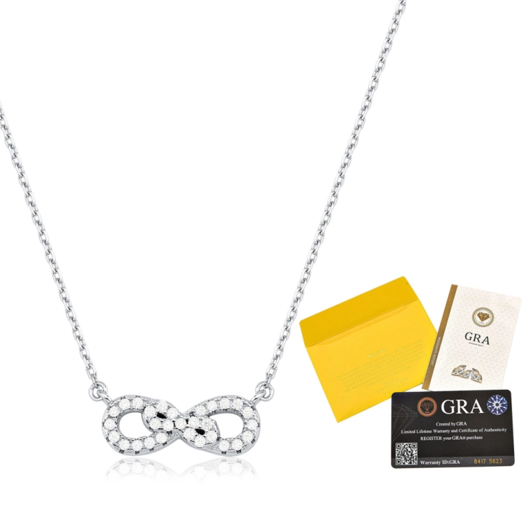 Produto Colar Moissanite de Prata 925 Infinito Cravejado