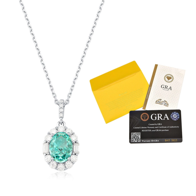 Produto Colar Moissanite de Prata 925 Lapidação Oval Cravejada