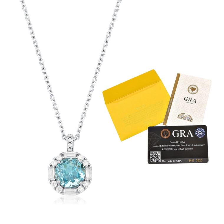 Produto Colar Moissanite de Prata 925 Lapidação Redonda Cravejada