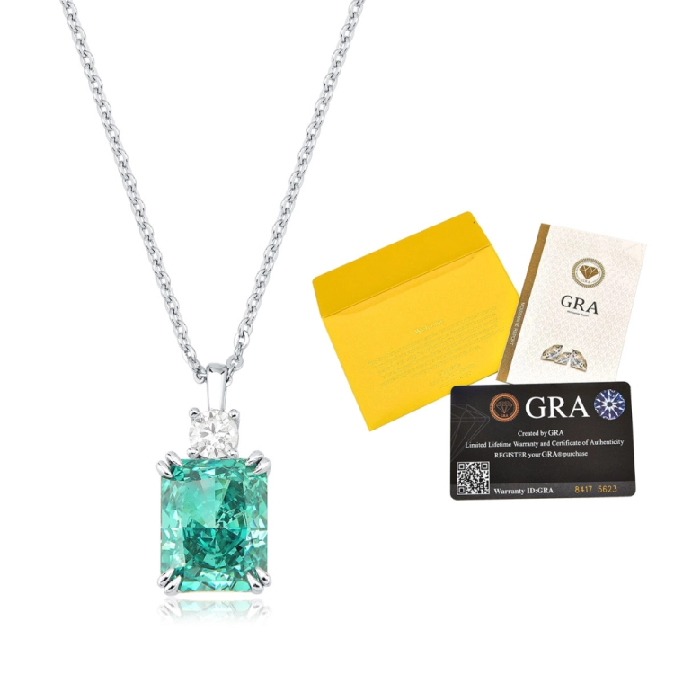 Produto Colar Moissanite de Prata 925 Lapidação Retangular e Ponto de Luz