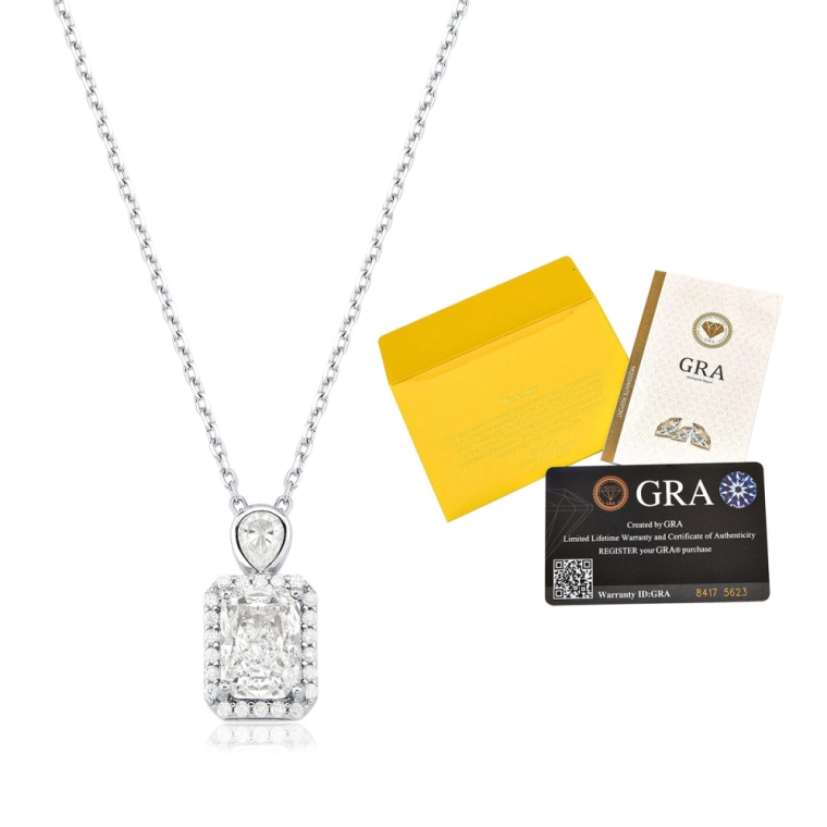 Colar Moissanite de Prata 925 Ponto de Luz e Lapidação Retangular Produto Colar Moissanite de Prata 925 Ponto de Luz e Lapidação Retangular
