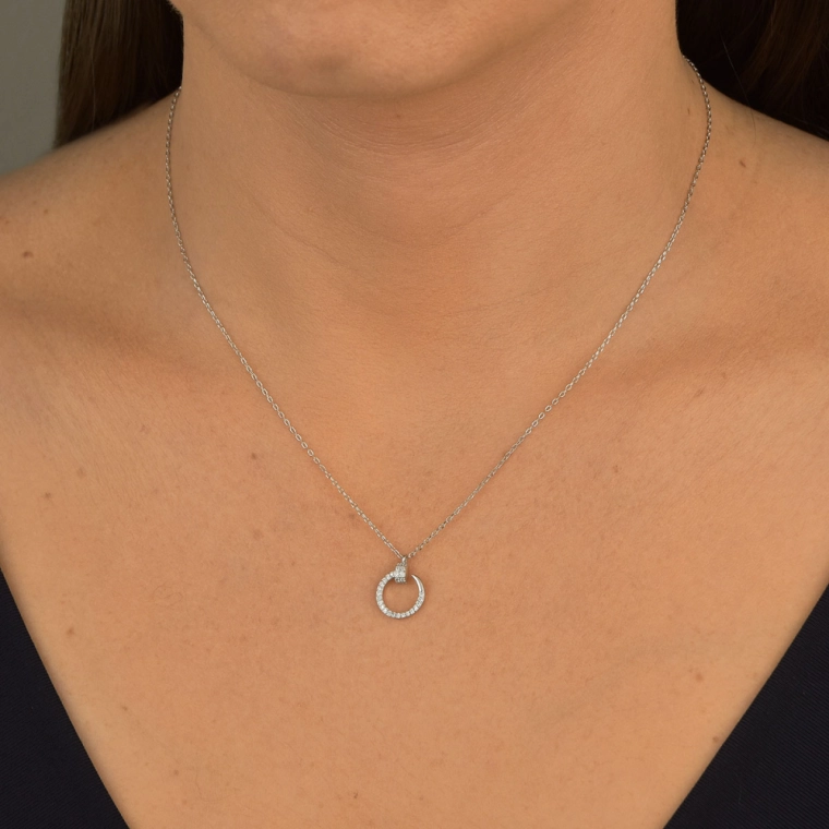 Produto Colar Moissanite de Prata 925 Prego Cravejado