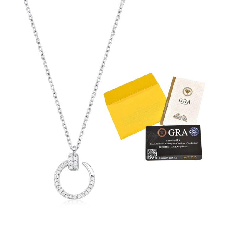 Produto Colar Moissanite de Prata 925 Prego Cravejado
