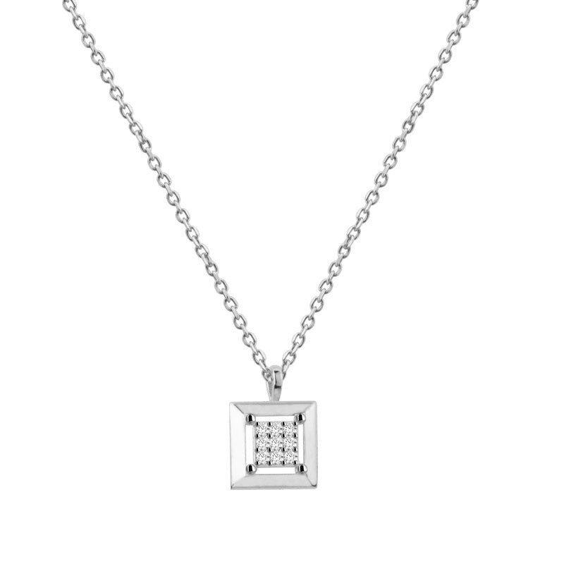 Produto Colar Quadrado de Ouro Branco com Diamantes