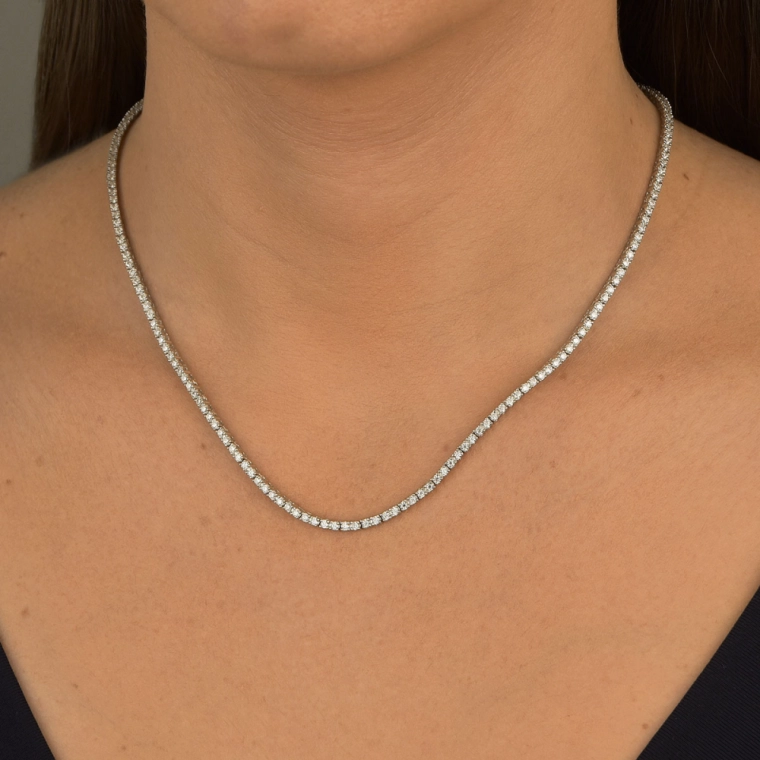 Produto Colar Riviera com Moissanites de 2mm em Prata 925 e Certificado GRA VVS1