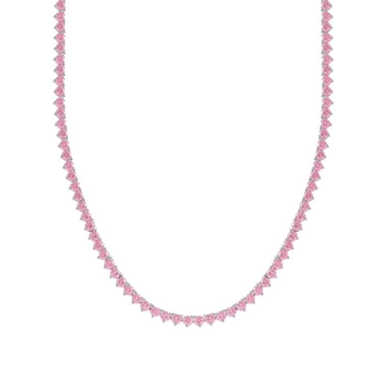 Colar Riviera de Prata 925 com Zircônias em Rosa Claro Produto Colar Riviera de Prata 925 com Zircônias em Rosa Claro