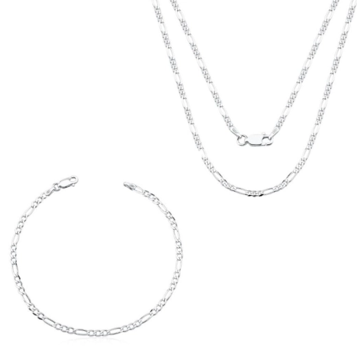 Produto Conjunto Corrente e Pulseira Grumet 3x1 70cm 3mm Prata 925