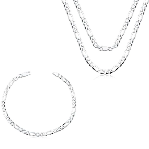 Produto Pulseira e Corrente de Prata 3x1 60cm 4mm