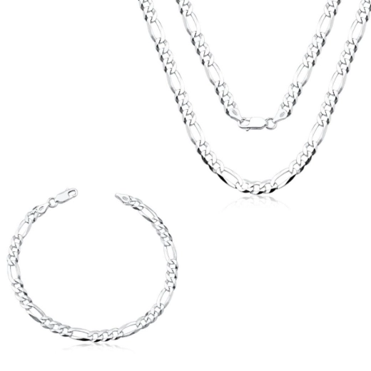 Produto Conjunto Corrente e Pulseira Grumet 3x1 70cm 5mm Prata 925