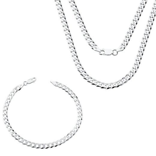 Conjunto Corrente e Pulseira Grumet 70cm 5mm Prata 925 Produto Conjunto Corrente e Pulseira Grumet 70cm 5mm Prata 925