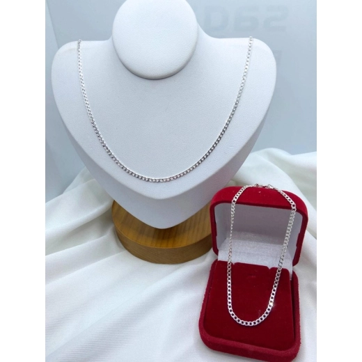 Produto Conjunto Corrente E Pulseira Prata 925 Legitima Escama 70cm 2.4mm