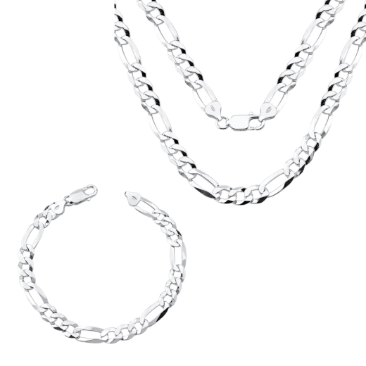Produto Conjunto Corrente e Pulseira Grumet 3x1 60cm 7mm Prata 925
