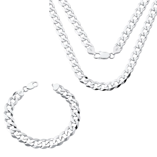 Conjunto Corrente e Pulseira Grumet 70cm 9mm Prata 925 Produto Conjunto Corrente e Pulseira Grumet 70cm 9mm Prata 925