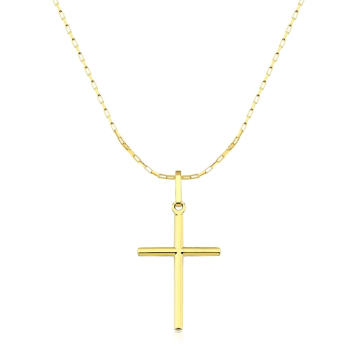 Colar masculino de ouro 18k 60cm com cruz de 2,2cm Produto Colar masculino de ouro 18k 60cm com cruz de 2,2cm