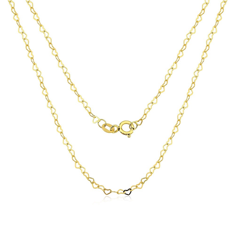 Corrente de ouro 18k Love elo coração 45cm Produto Corrente de ouro 18k Love elo coração 45cm