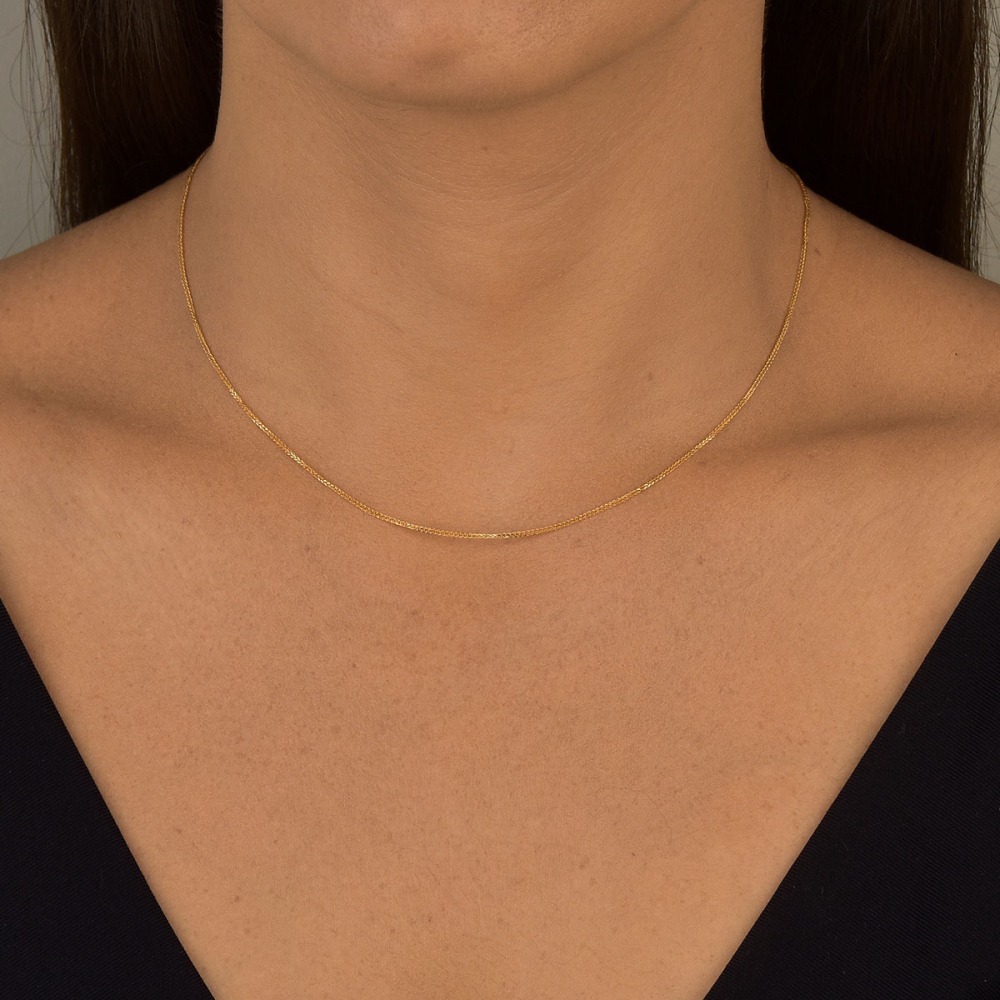 Corrente de Ouro 18k Rabo de Raposa com 1mm Produto Corrente de Ouro 18k Rabo de Raposa com 1mm