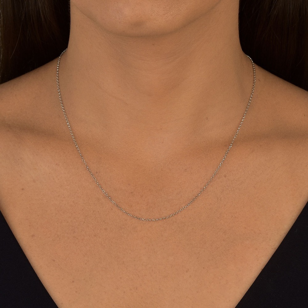 Corrente de Ouro Branco 18k Elo Português 50cm 1mm Produto Corrente de Ouro Branco 18k Elo Português 50cm 1mm