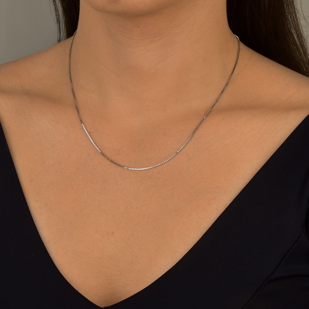 Produto Corrente de Ouro Branco 18k Veneziana com 1mm