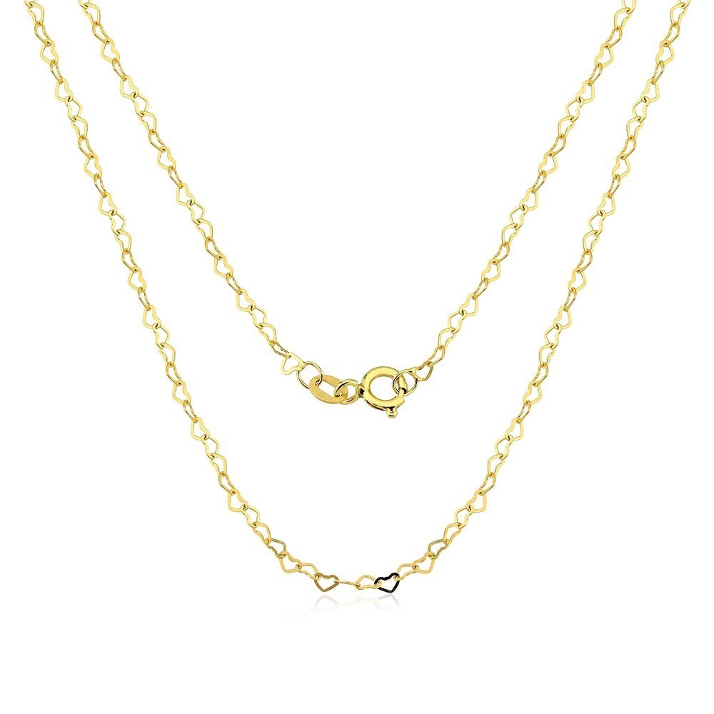 Corrente de ouro feminina Love elos coração 50cm ouro 18k Produto Corrente de ouro feminina Love elos coração 50cm ouro 18k