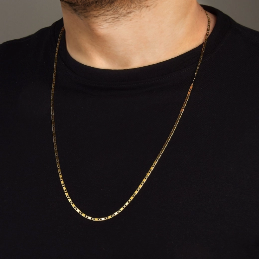 Corrente de ouro 18k Piastrine larga 70cm 2.5mm Produto Corrente de ouro 18k Piastrine larga 70cm 2.5mm