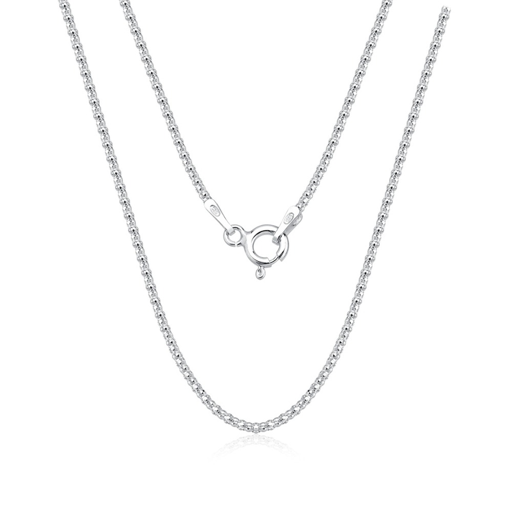 Produto Corrente Feminina de Prata 925 Pipoca Diamantada com 70cm