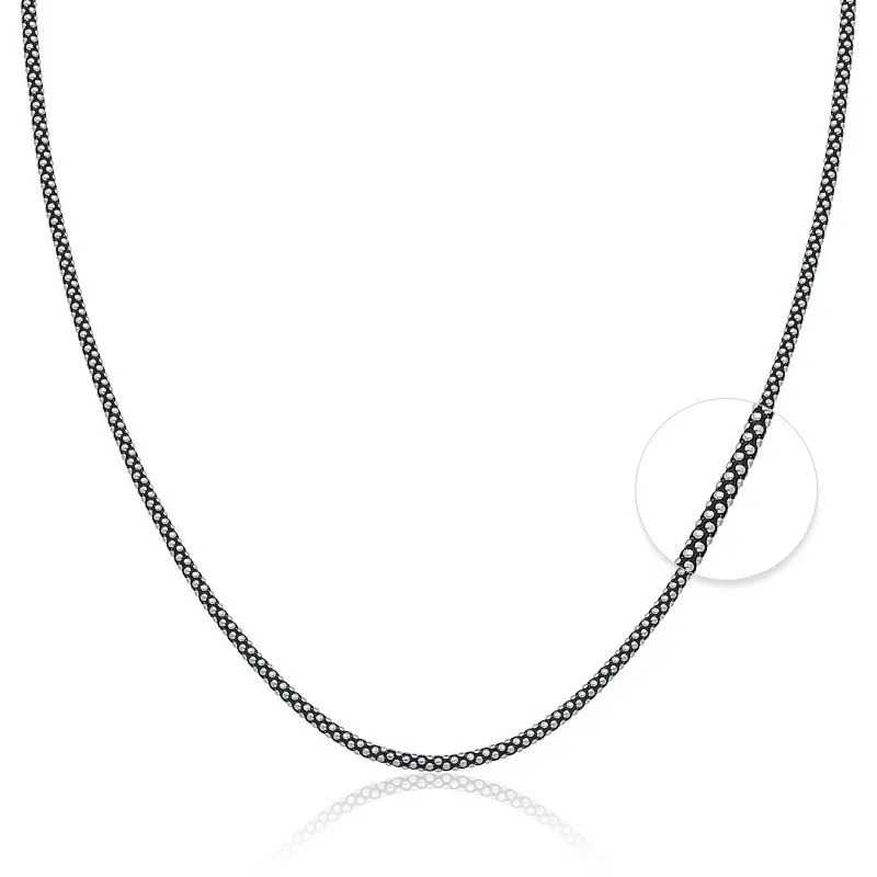 Corrente Feminina de Prata 925 Pipoca Envelhecida Bali com 40cm Produto Corrente Feminina de Prata 925 Pipoca Envelhecida Bali com 40cm