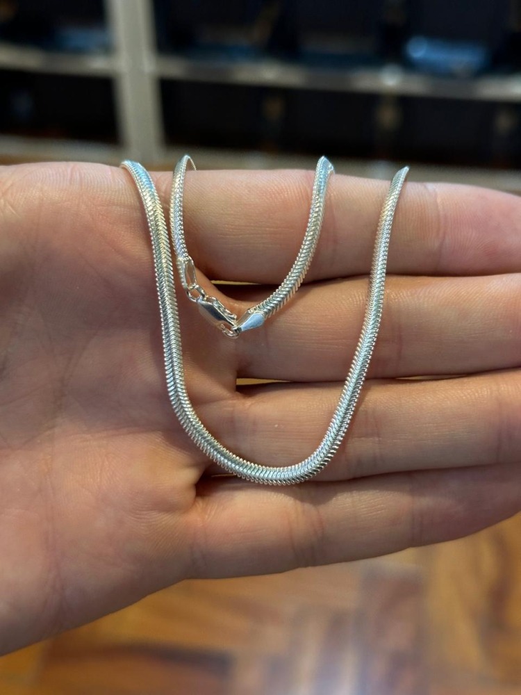 Corrente de Prata 925 Rabo de Rato Lacraia 45cm 3mm Produto Corrente de Prata 925 Rabo de Rato Lacraia 45cm 3mm