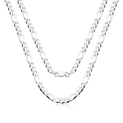 Cordão de Prata Masculino 3x1 Fígaro 60cm 4,5mm Produto Cordão de Prata Masculino 3x1 Fígaro 60cm 4,5mm