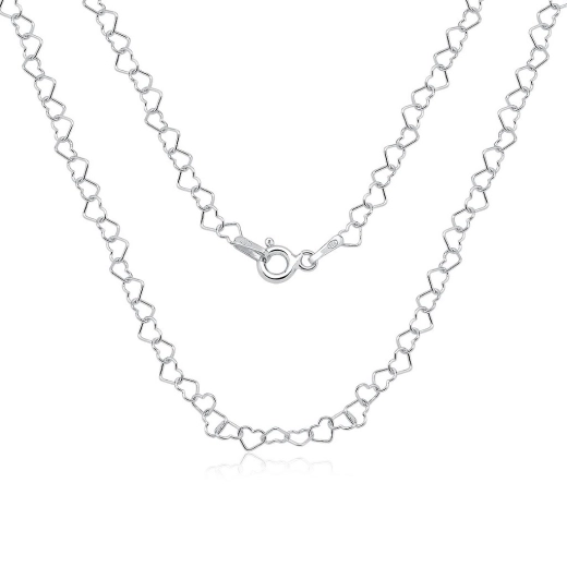 Colar Feminino de Prata 925 Choker Elos Coração 40cm Produto Colar Feminino de Prata 925 Choker Elos Coração 40cm