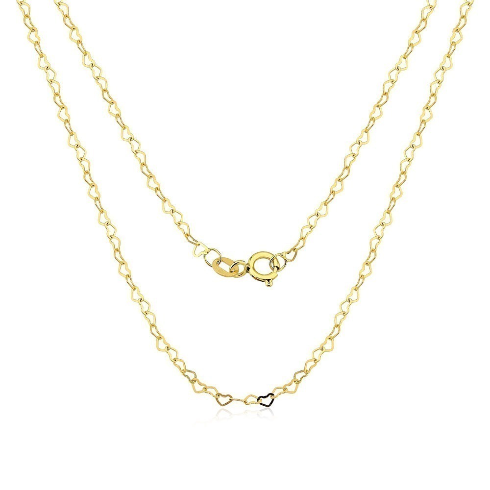 Produto Corrente Feminina de Ouro 18k Elos Coração 40cm 4mm