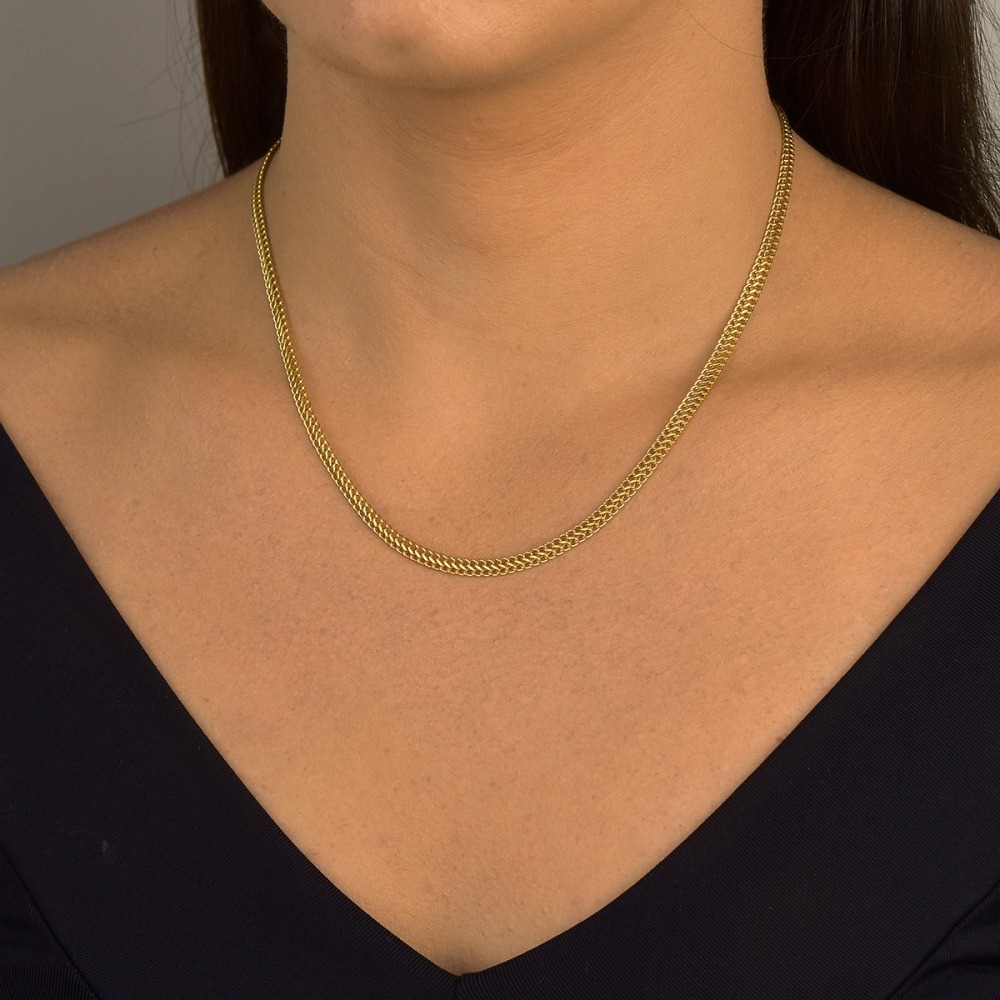 Corrente feminina de Ouro 18k Lacraia 45cm e 4mm Produto Corrente feminina de Ouro 18k Lacraia 45cm e 4mm