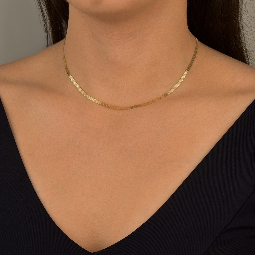Produto Corrente Feminina de Ouro 18k Veneziana com 5 Fios