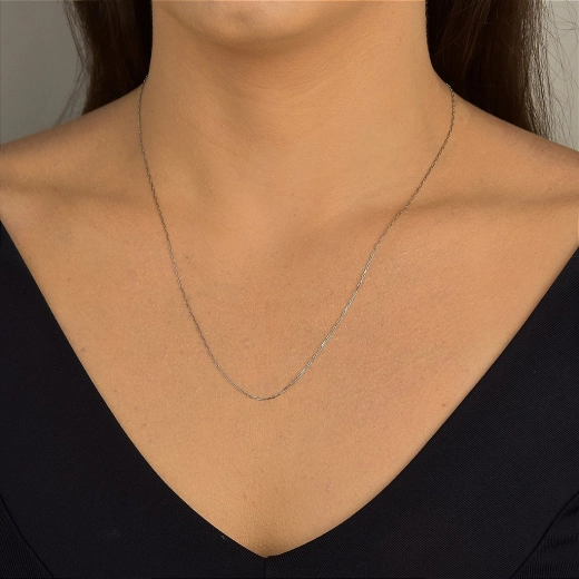 Produto Corrente Feminina de Ouro Branco 18k Cartier Longa 50cm 1mm