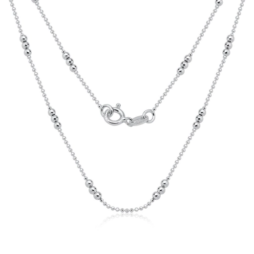 Produto Corrente Feminina de Prata 925 Diamantada com Bolinhas Alternadas