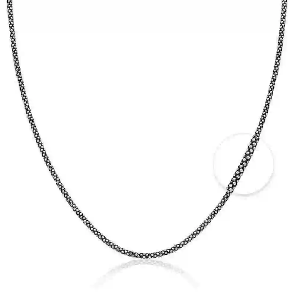 Produto Corrente Feminina de Prata 925 Pipoca Envelhecida Bali com 80cm
