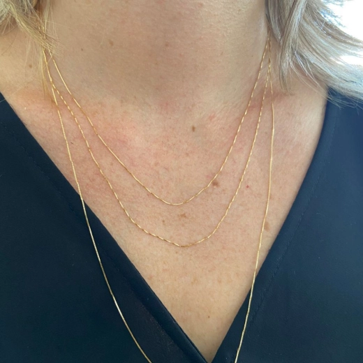 Corrente Feminina Ouro 18k Veneziana 40cm 0,5mm Produto Corrente Feminina Ouro 18k Veneziana 40cm 0,5mm
